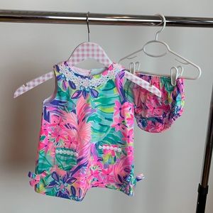 Lilly Pulitzer Baby Shift Dress & Bloomers Set Size 18-24 Months